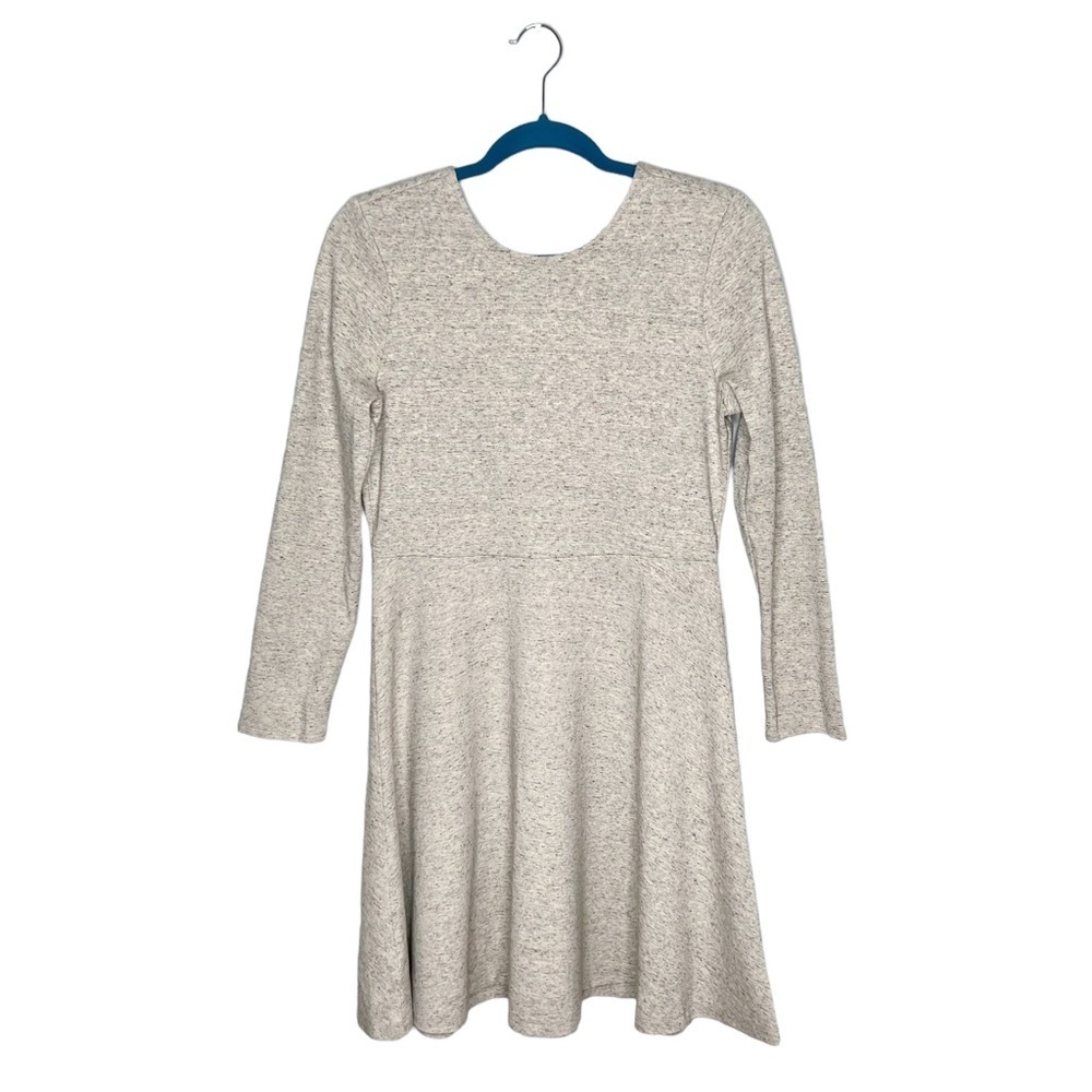 Lou & Grey Heather Oatmeal Gray Knit V Back Fit & Flare Dress